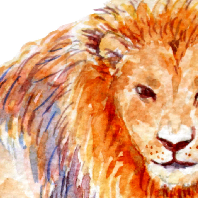 Watercolor animal print, lion print, instant download