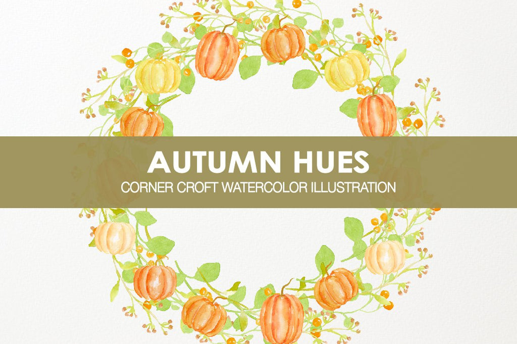 watercolour pumpkin wreath, watercolor autumn hues, autumn illustration