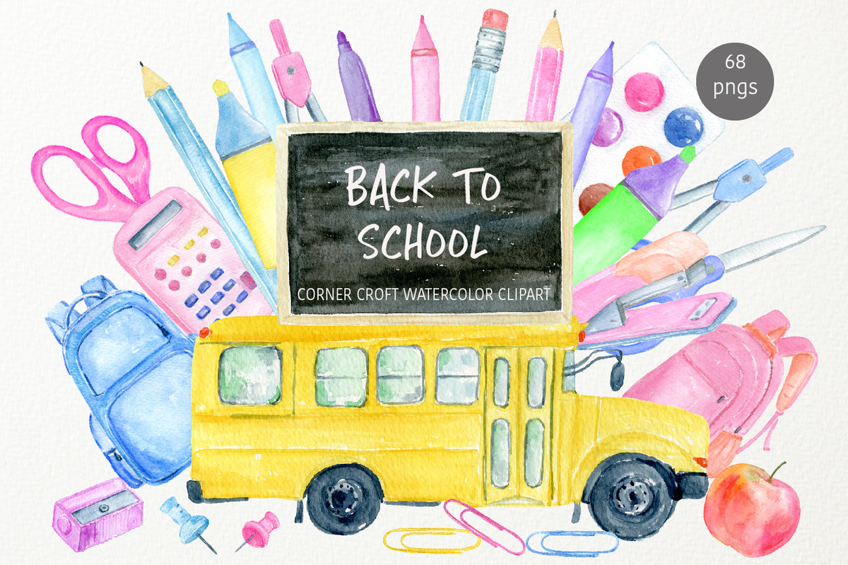 Watercolor Artist Clipart, Painting Clipart, PNG, Back to School