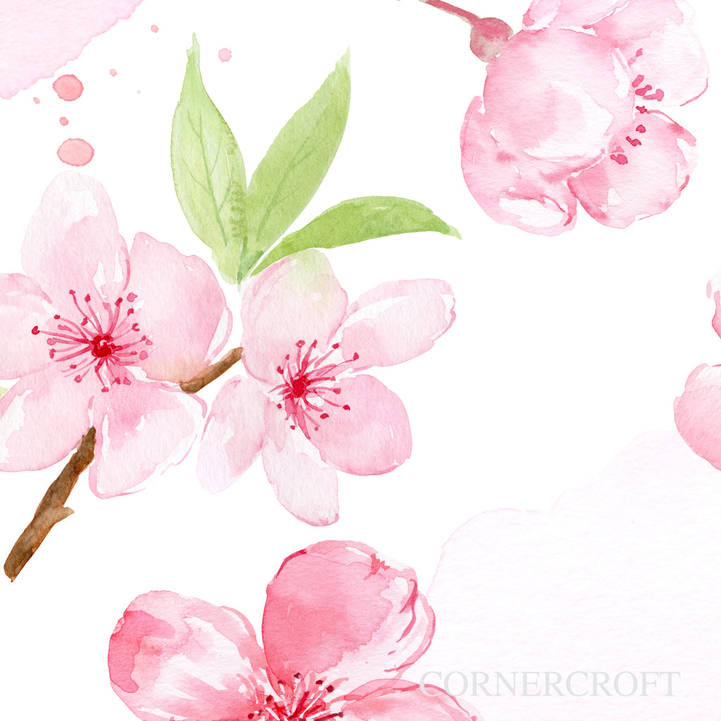 watercolor pink cherry blossom typography Be Our Guest