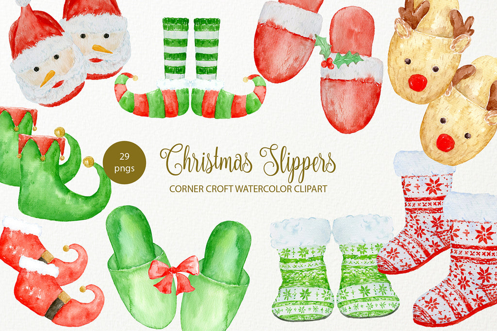 hand painted christmas slippers instant download 