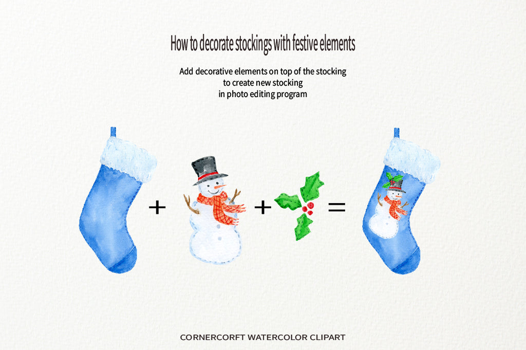 watercolor clipart Christmas stockings and fireplaces instant download 