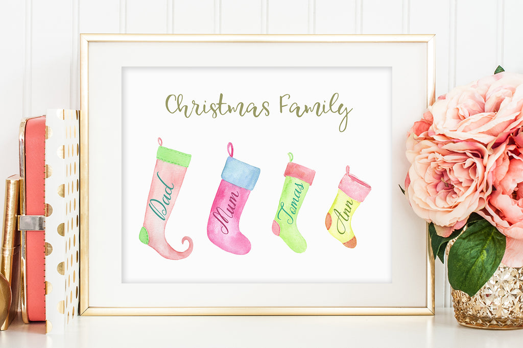 Christmas clipart, stocking clipart, watercolor Christmas stockings, instant download