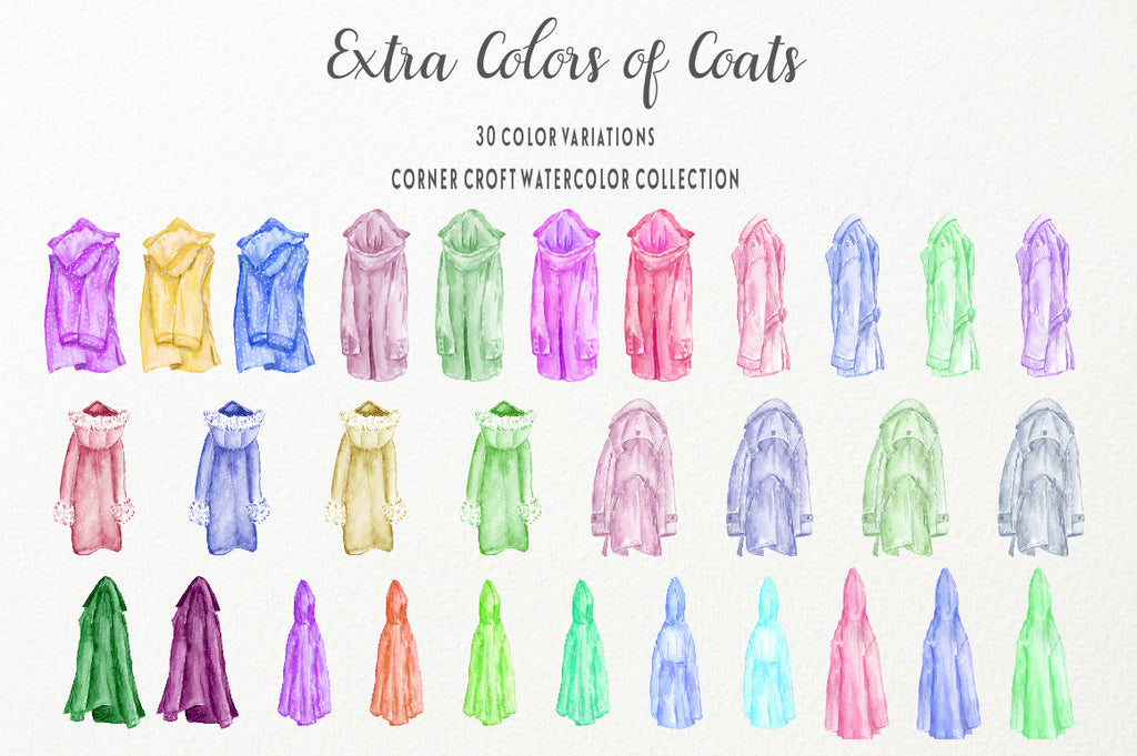 watercolor coats on hangers, instant download, personalised print creator