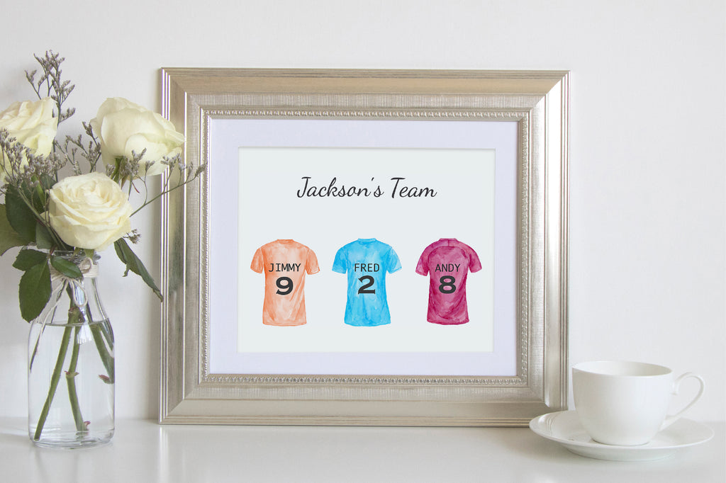 make personalised print, football shirt print, my league team