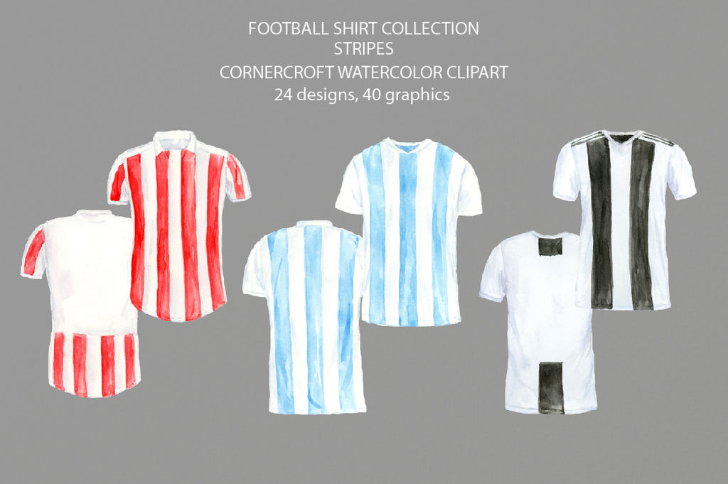 watercolor football shirt clipart, football shirt illustration, striped shirt