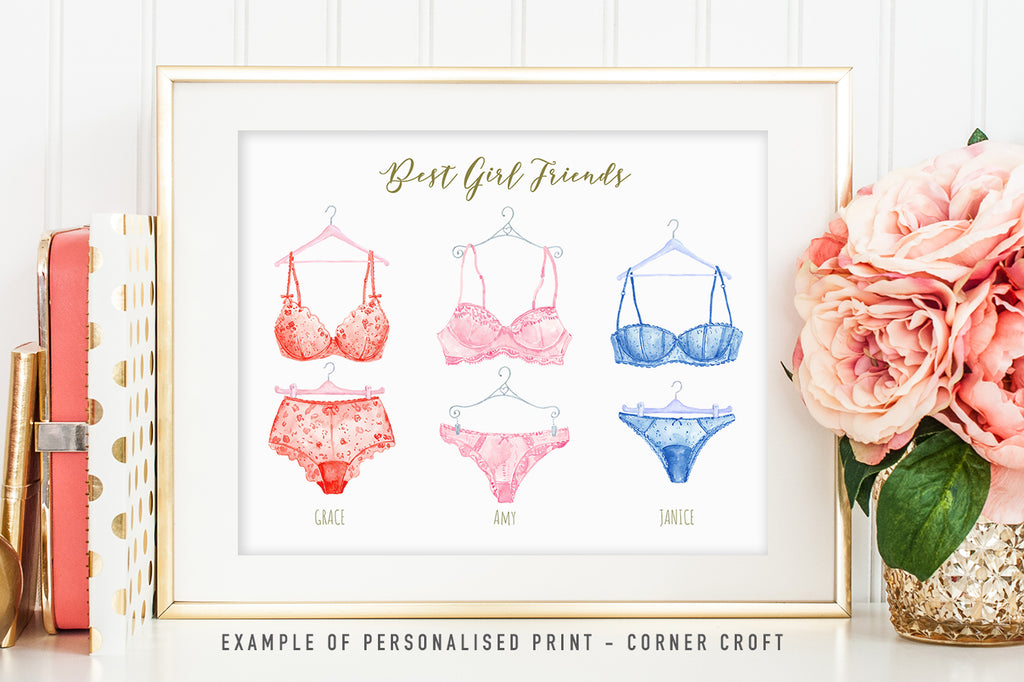watercolor lingerie clipart for making personalised prints