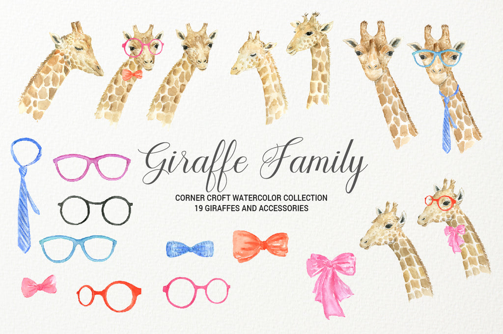 watercolor giraffe illustration, giraffe portrait, instant download 