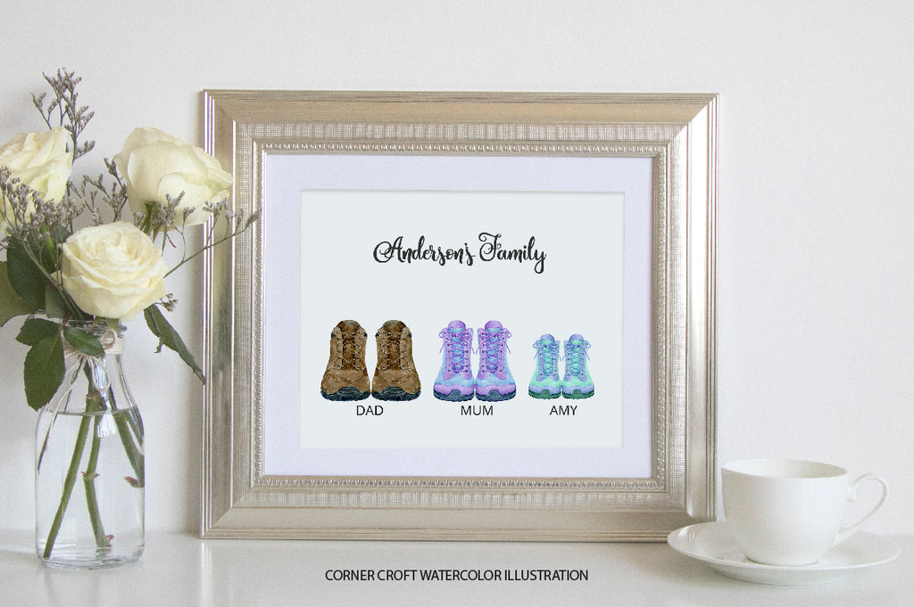 watercolor hiking illustration, hiking clipart, instant download