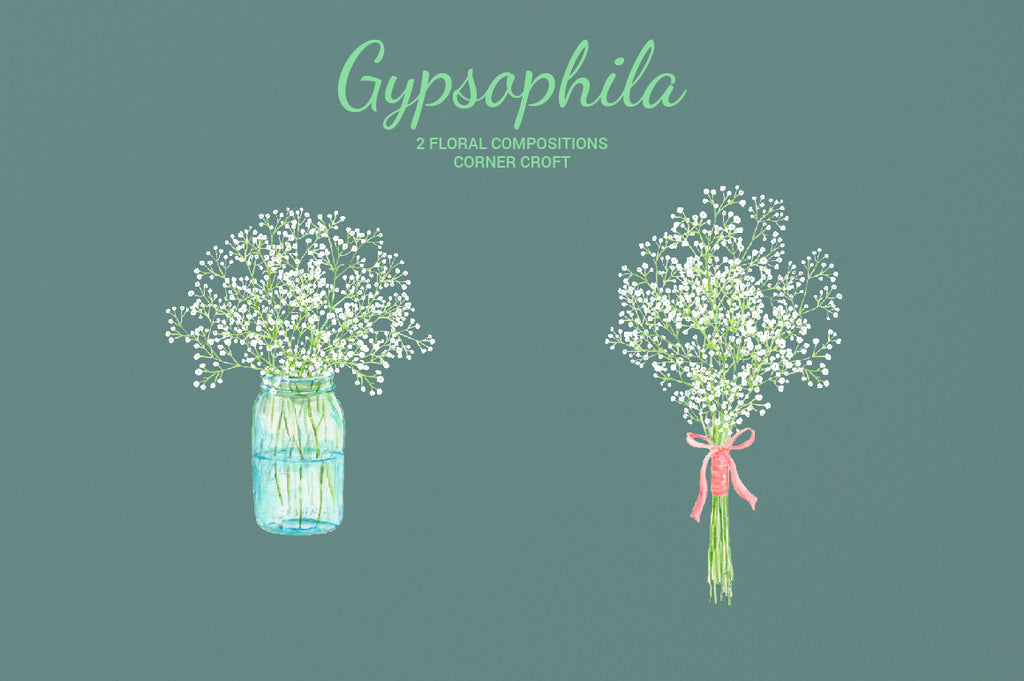 mason jar gypsophila, wedding flower instant download 