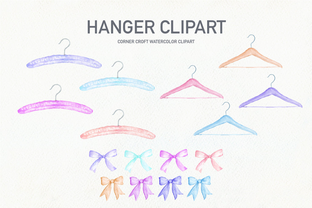free download coat hanger clipart, watercolor hanger illustration, instant download 