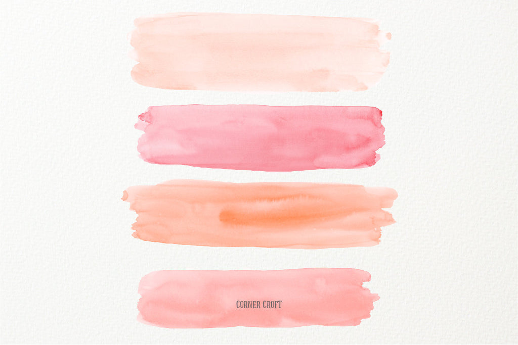 watercolor texture, watercolor clipart brush stroke peach and pink, instant download, design asset 