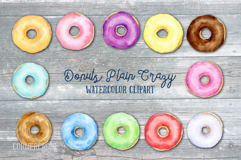 pink donut, yellow donut, blue donut, plain donut illustration 