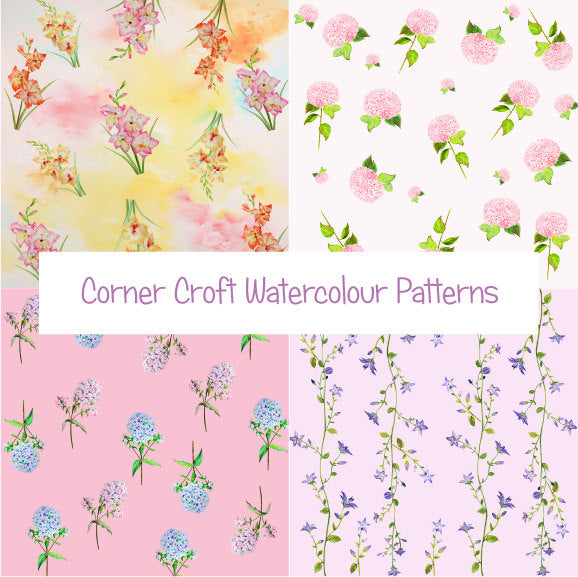 watercolor pink floral patterns instant download 