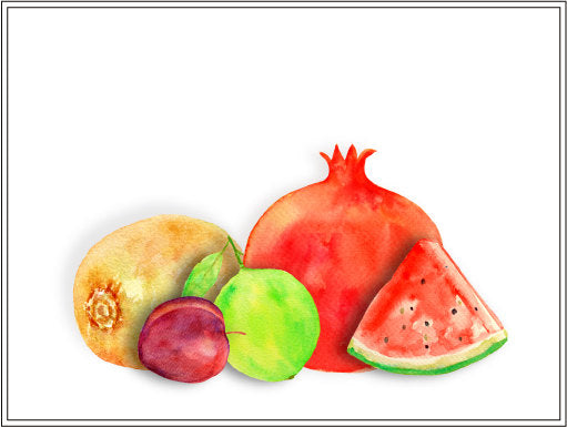 Fruit illustration watercolor clipart of fruit, banana, pomegranate, kiwi fruit, watermelon, lime, plum