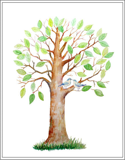 large watercolor guest signing tree, oak tree, instant download 
