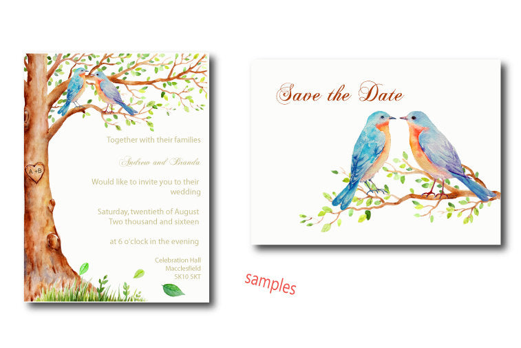 wedding tree, watercolor clipart, wedding tree branch, wedding invitation 