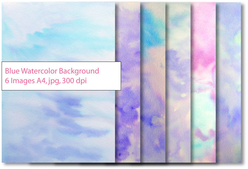 watercolor texture, digital download, digital paper, A4, blue, purple, pink, scrapbook 