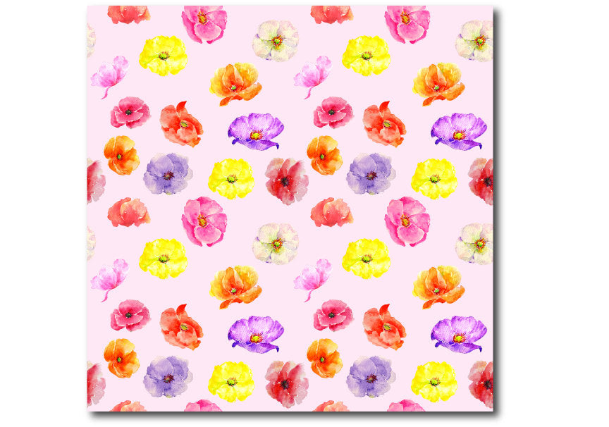 watercolor digital paper, pink theme, poppy pattern 