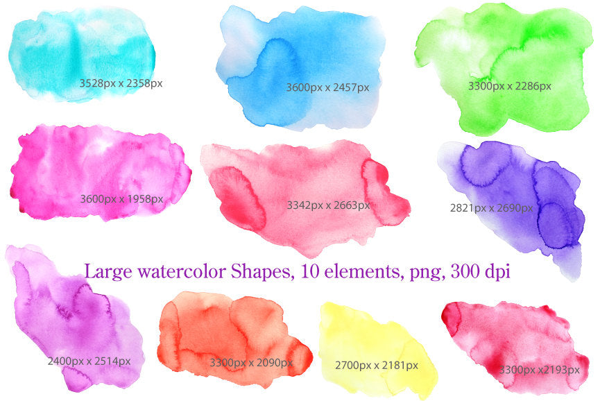 watercolor texture, irregular shapes, instant download 