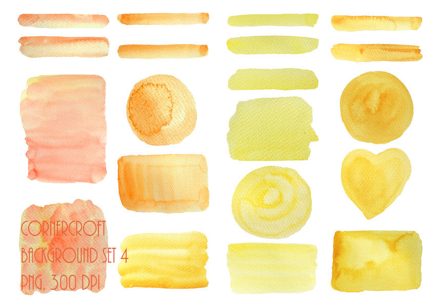 Watercolor texture orange and yellow for instant download