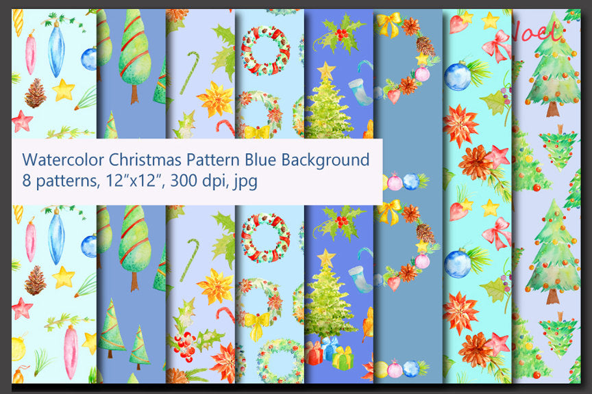 Watercolor Seamless Pattern Christmas Decoration, Digital Paper