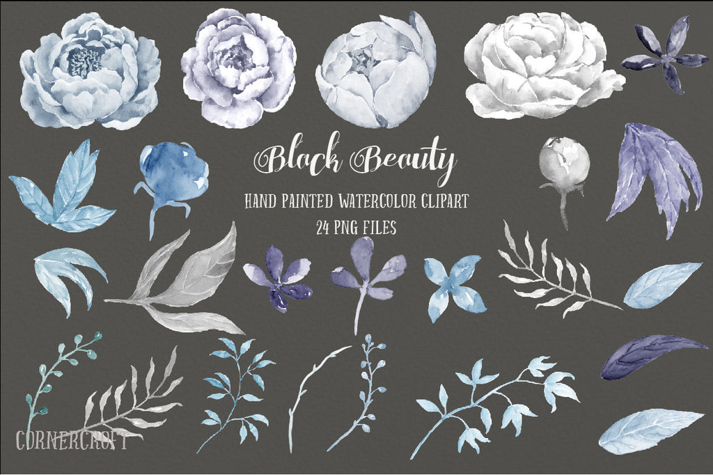 grey peony illustration, watercolor clipart, instant download 