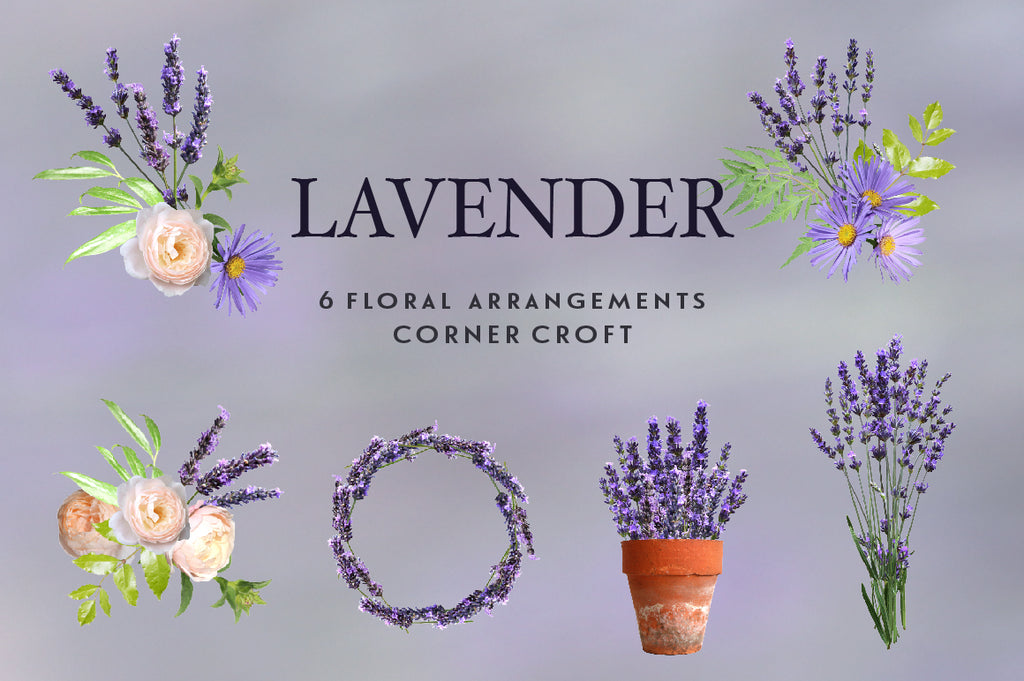 lavender wreath, pot of lavender, floral arrangement digital download 