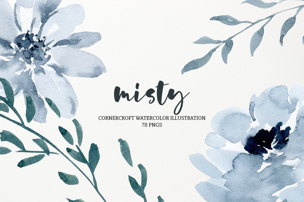 watercolor clipart misty, instant download