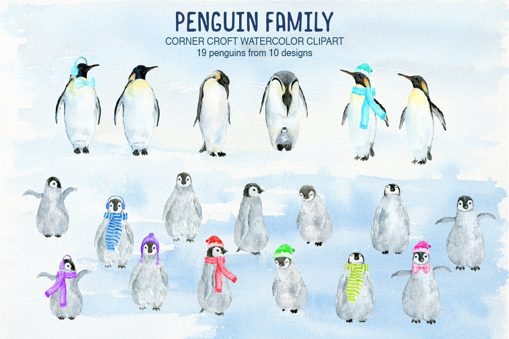 watercolor penguin clipart, instant download, personalised print creator, instant download 