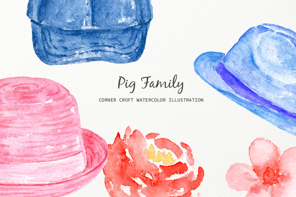watercolor pig clipart, nursery clipart, watercolor nursery print