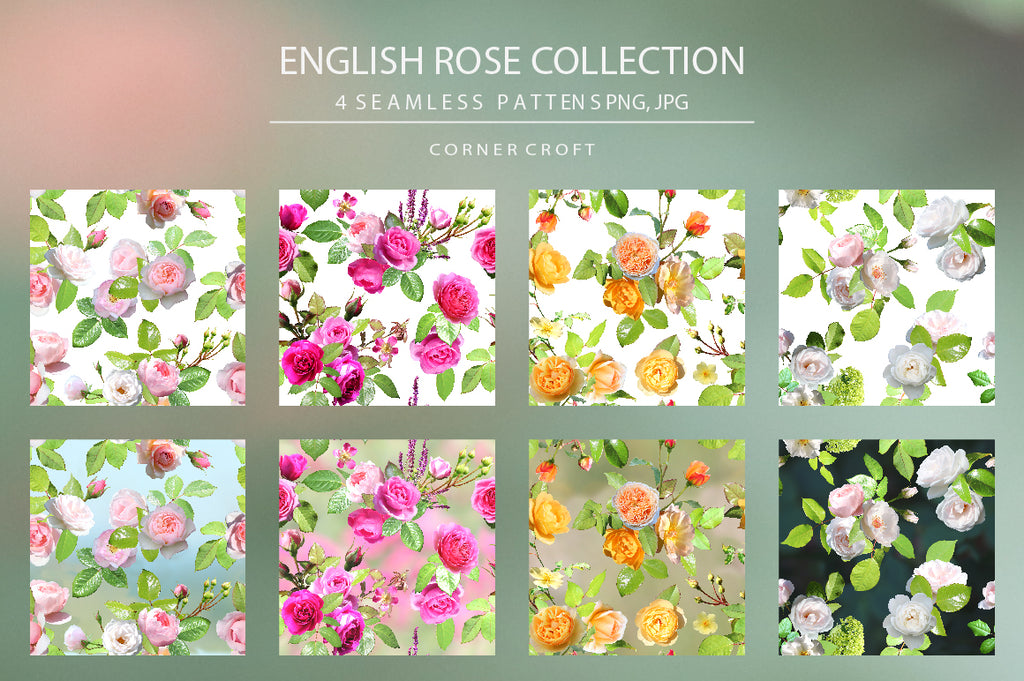 rose pattern seamless rose patterns instant download, white rose, pink rose, yellow, cottage rose