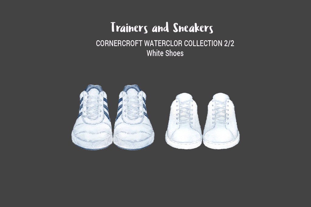 watercolo white trainers, wedding trainer illustration, instant download 