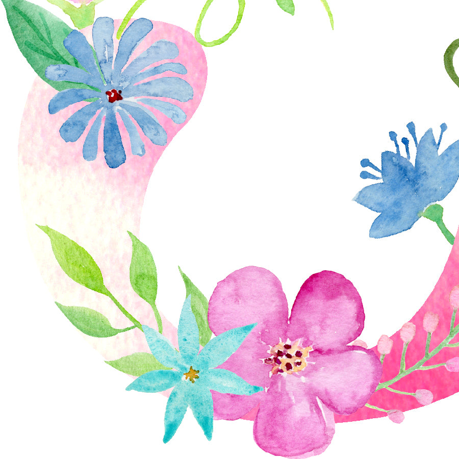 watercolor floral letter j, name initial j, pink floral alphabet J