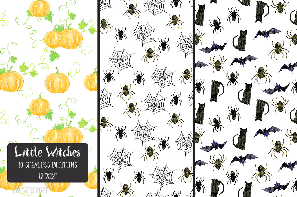 Halloween witch seamless pattern, repeat pattern instant download 