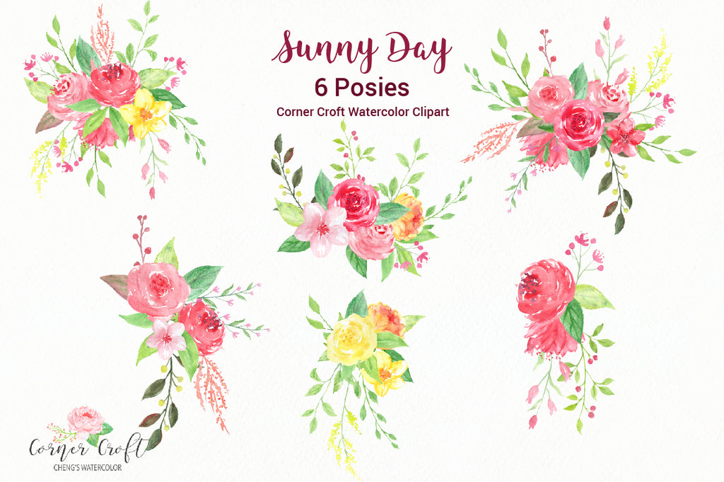 watercolor posy, watercolor floral posies, floral arrangements