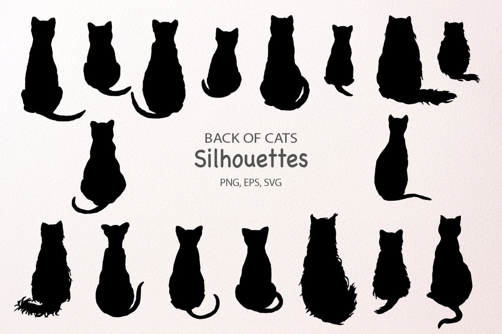 Back of Cats Silhouettes instant download 