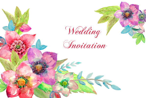 watercolor hellebore clipart, wedding invitation 