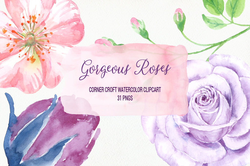 watercolor rose clipart, detailed rose, rose illustration, botanical rose, instand download