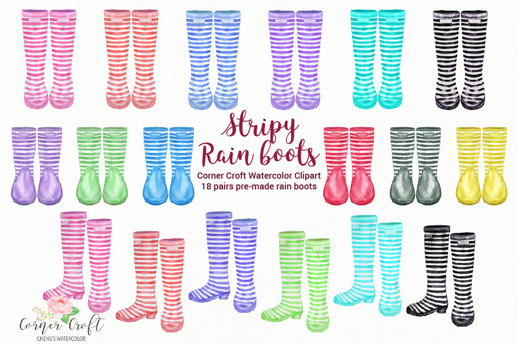 stripe garden boots for instant download, colourful stipe wellies, welly graphics, 