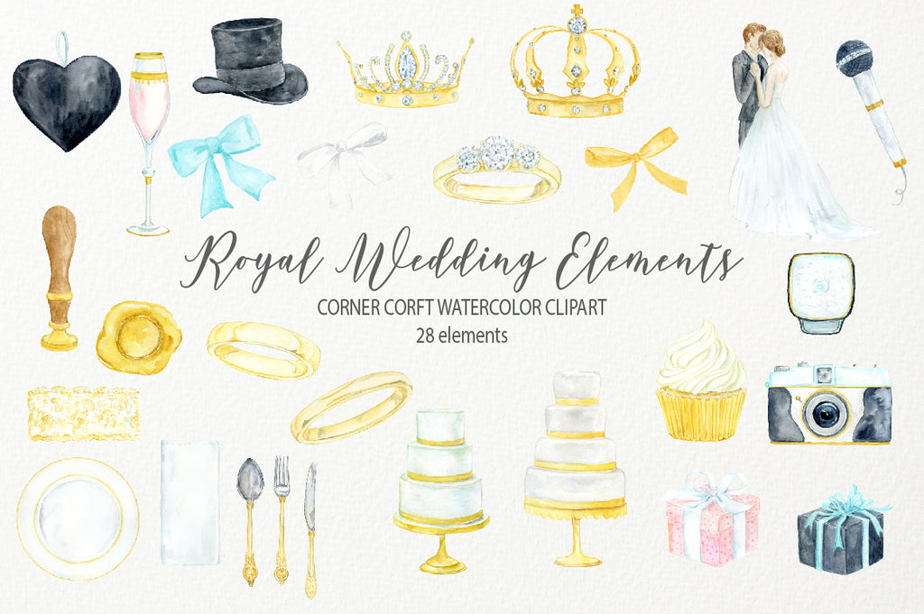 wedding icon instant download, top hat, wedding cake, royal wedding