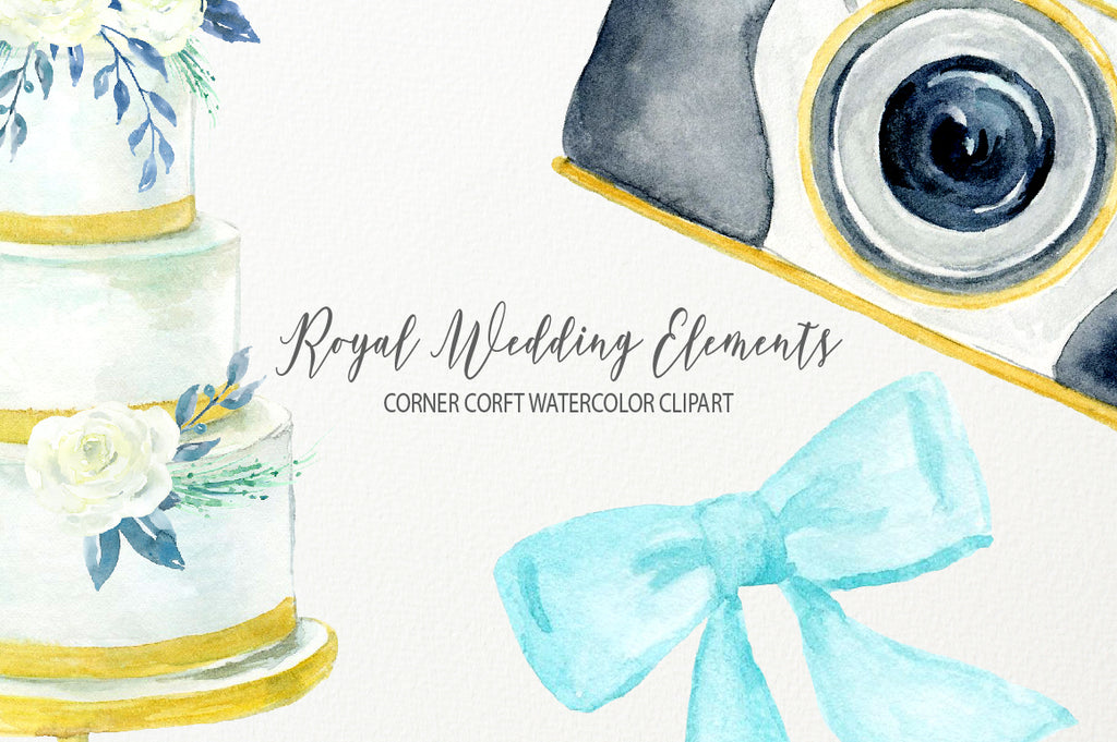 wedding clipart, wedding icons, royal wedding illustration, white, black and gold