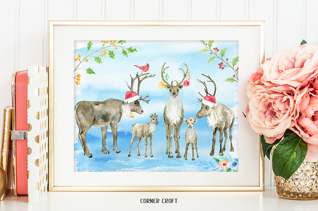 Christmas Reindeer Family Instant download