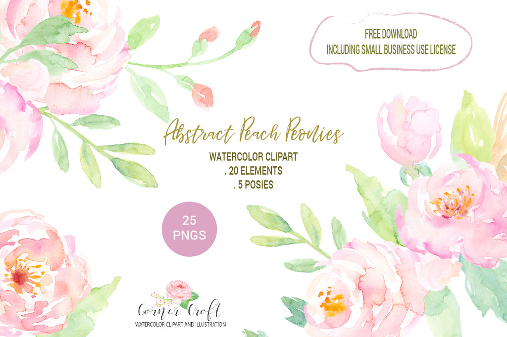 Free Download Watercolor Clipart Peach Peonies