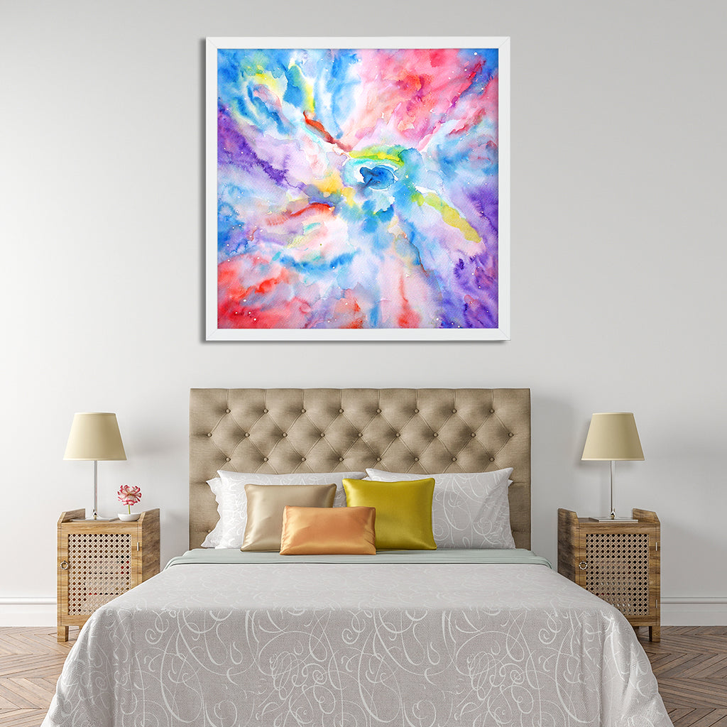 colourful watercolor painting of abstract space galaxy, instant download 
