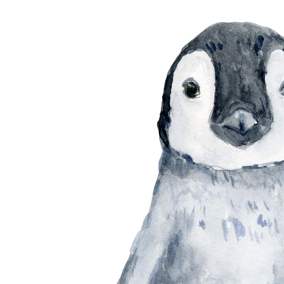 watercolor penguin check, animal illustration, printable