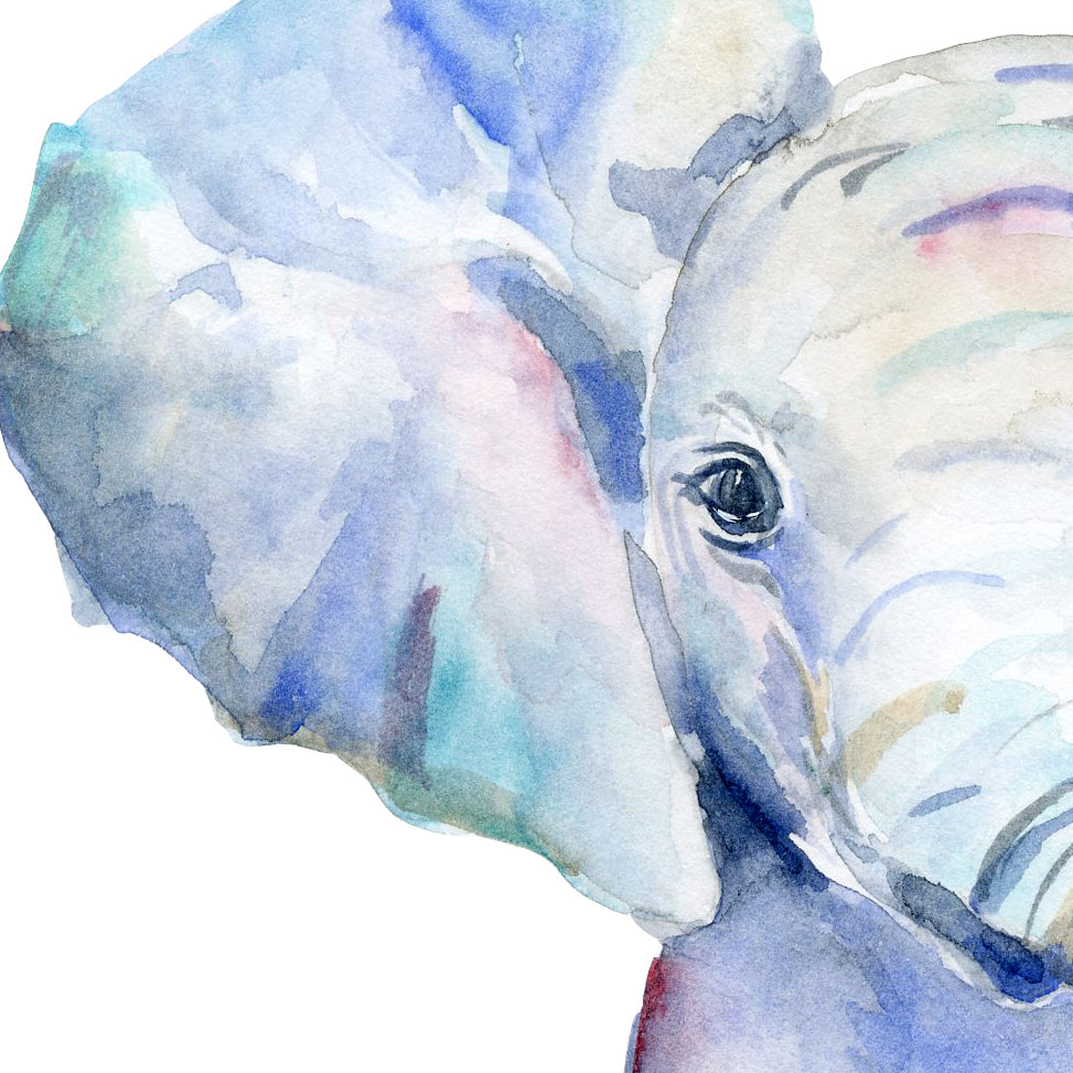 hand painted watercolor baby element, instant download, blue elephant 