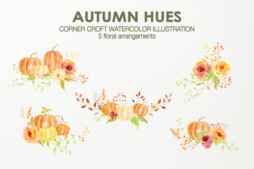 autumn clipart, pumpkin flower arrangement, digital download