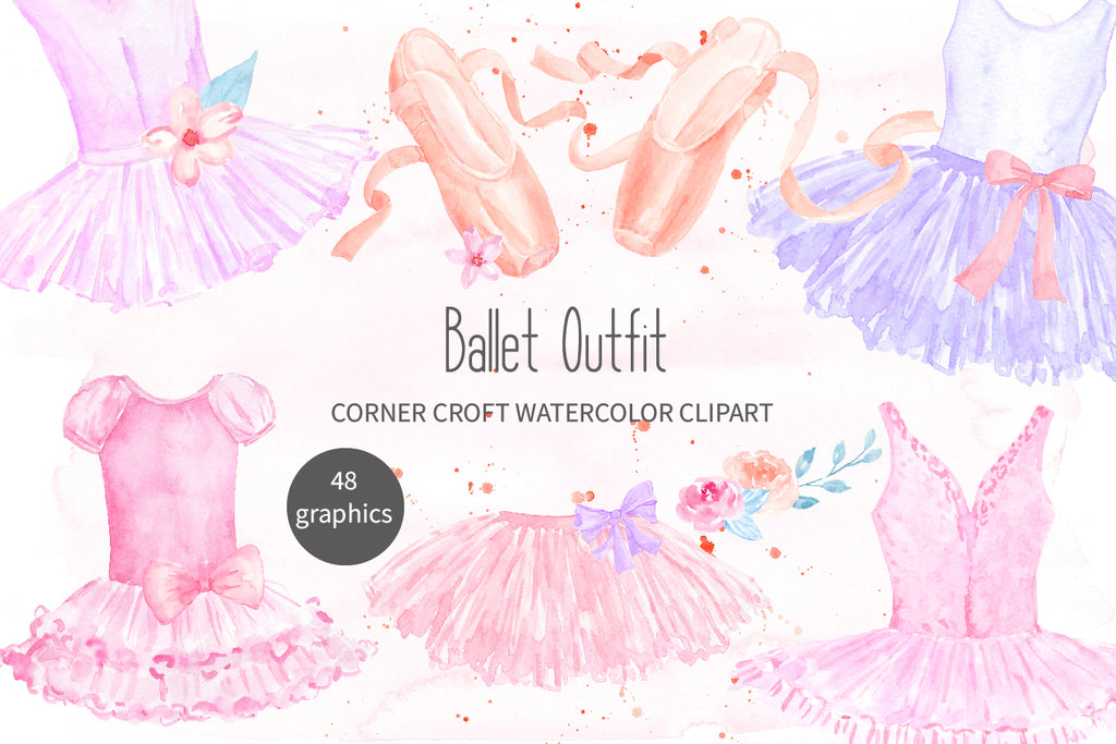 watercolor ballet dress, ballet shoes, pink dress, pink shoes, dance illustration 