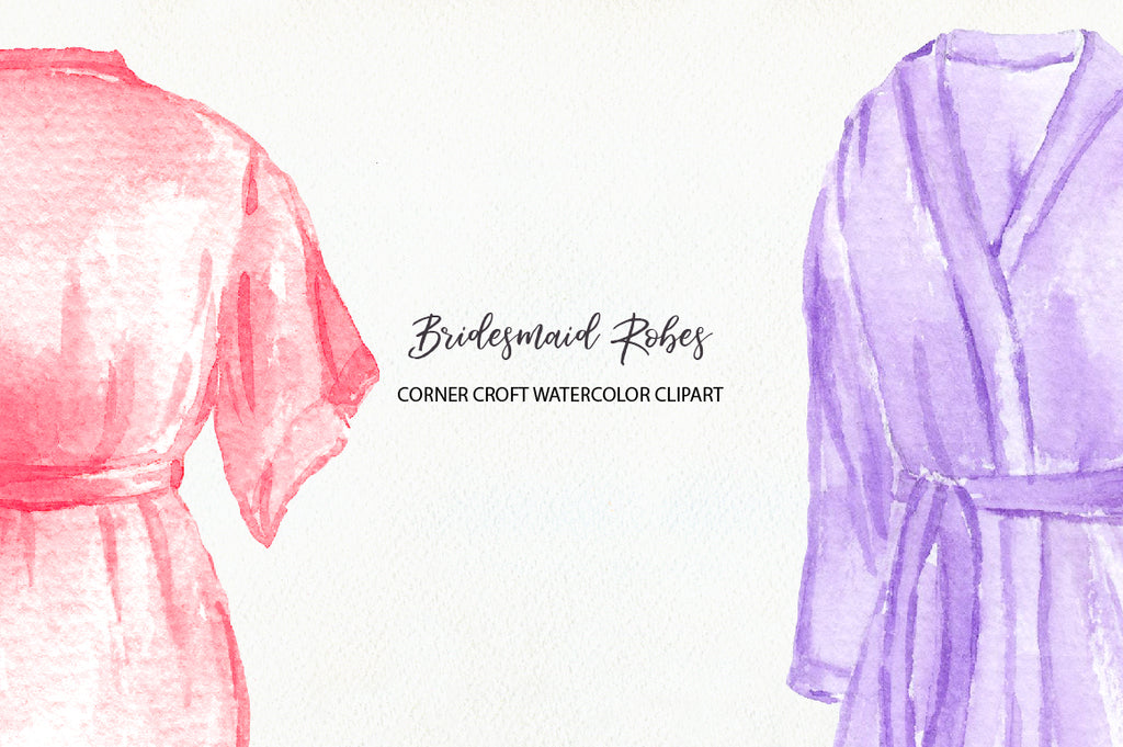 watercolor brides maid robe clipart, bridesmaid robe clipart, for personalised print